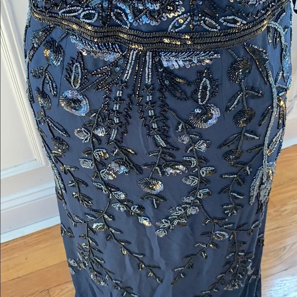 NWT Aidan Mattox long beaded navy blue evening gown Size 2 (MSRP $495) - Picture 5 of 5